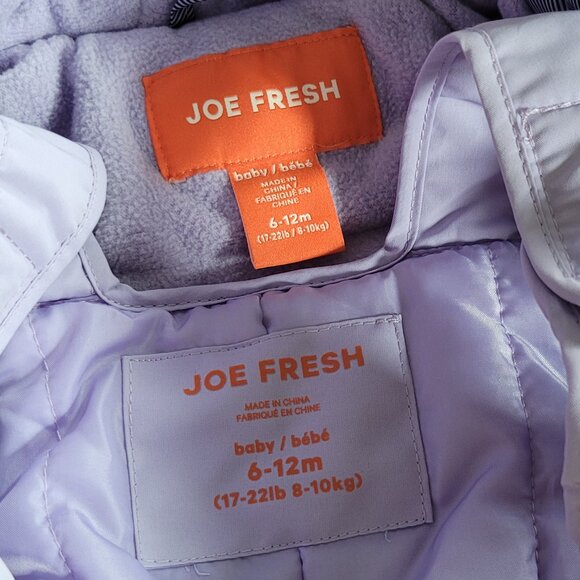 Joe Fresh Kid's Purple & Black Hooded Jacket & Pant Snow Suit Set Size 6-12M - Picture 6 of 12